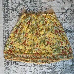 Max Studio Chiffon Floral Yellow Skirt
